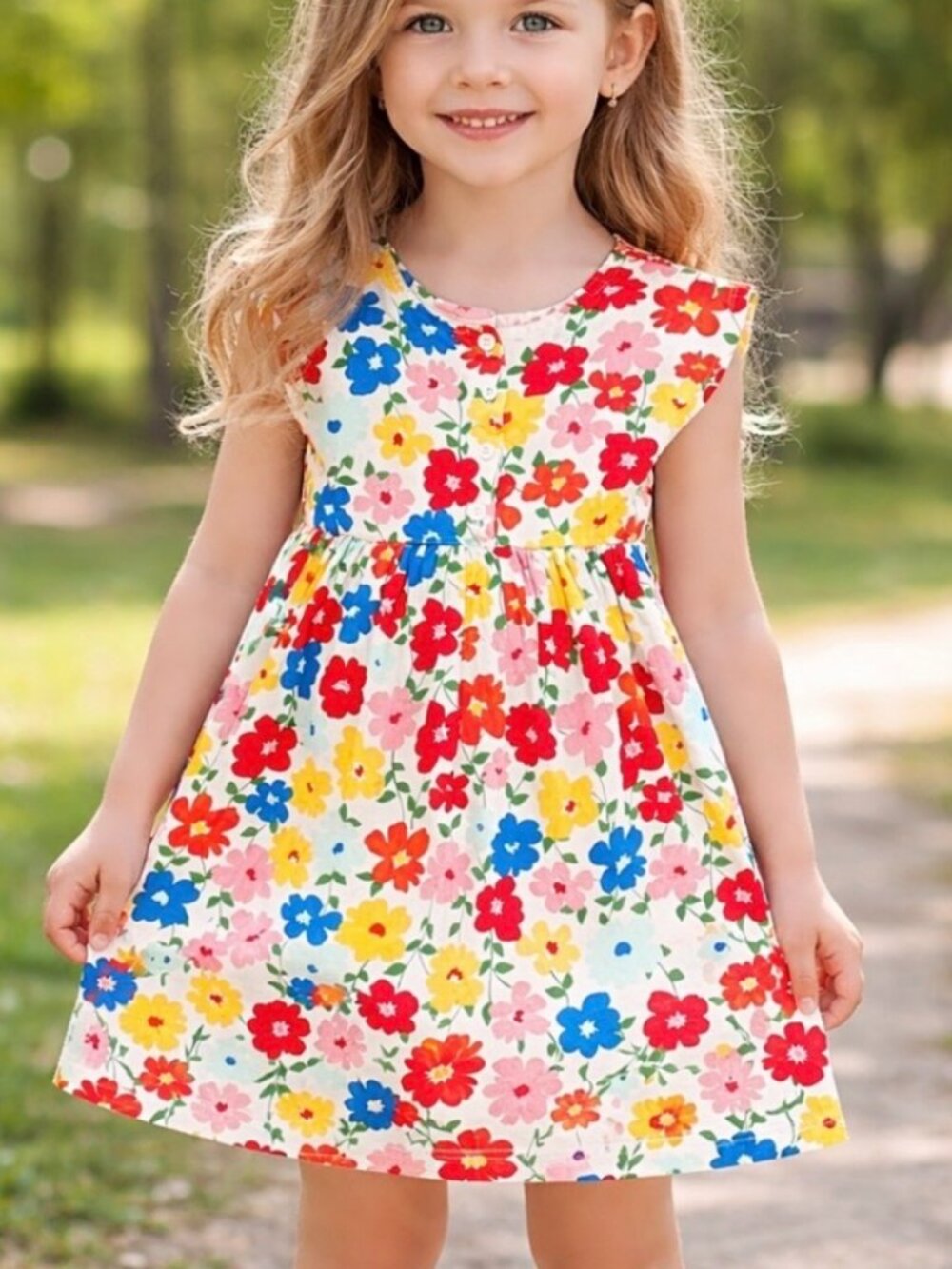 Hanna Andersson Whimsical Short Sleeve Girls Floral 100% Cotton Dress Size 8